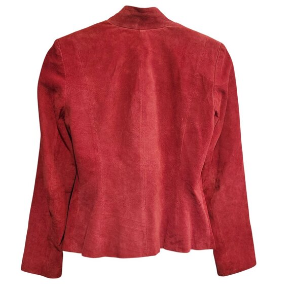 Alfani Women’s Small Red Suede Leather Moto Jacket Asymmetrical Zip Biker - Picture 3 of 10